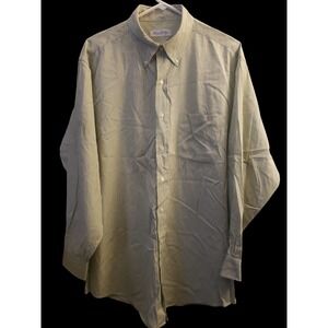 Brooks Brothers Mens L/S Button Green/White Gingham Dress Shirt 16 1/2 32/33